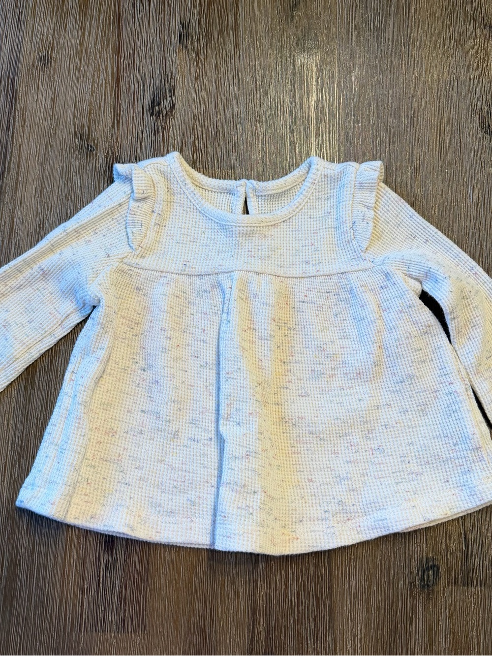 3/20$ GAP Babt Ruffle Shoulder Long-Sleeve Waffle Knit Top size 12-18 months